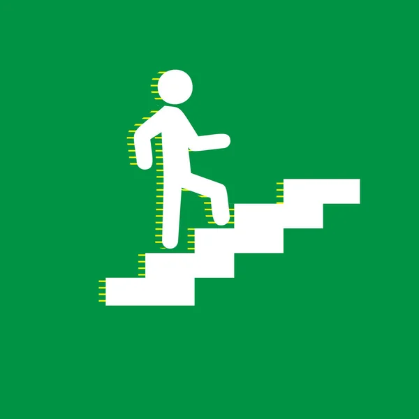 Homme Dans Les Escaliers Monte Vecteur Icône Plate Blanche Avec — Image vectorielle