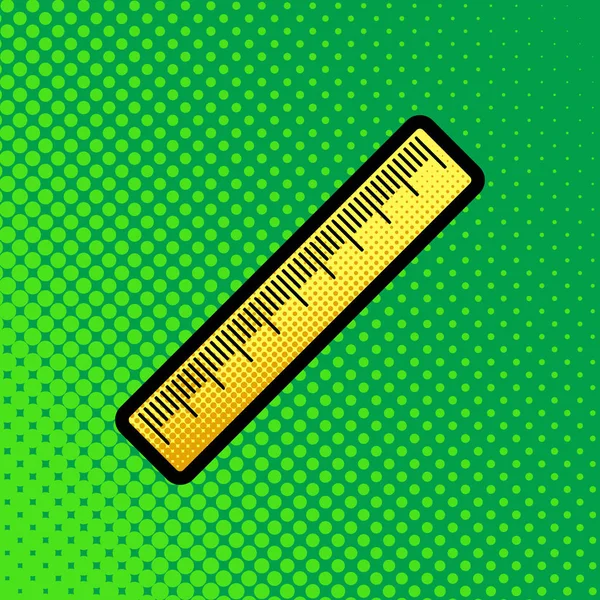 Centimetr Vládce Znamení Vektor Pop Art Oranžové Žluté Tečky Gradient — Stockový vektor