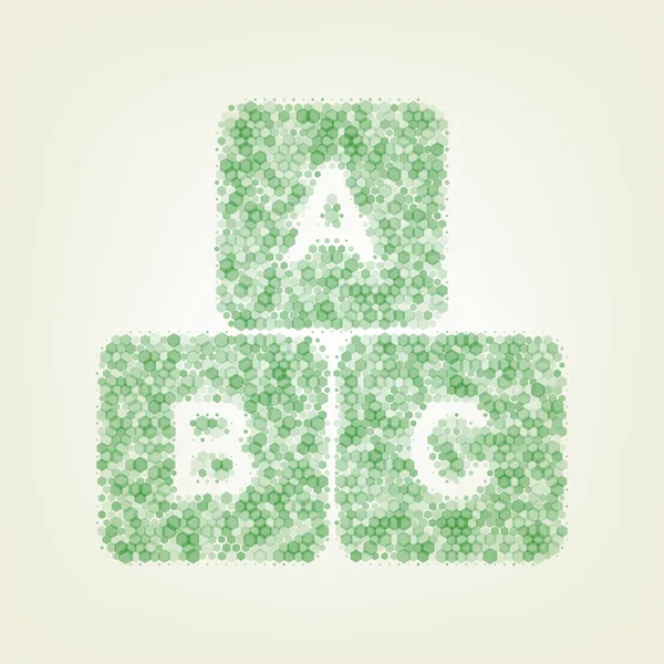 Abc Ilustração Sinal Cubo Vector Hexágono Verde Rastered Ícone Opacidade — Vetor de Stock