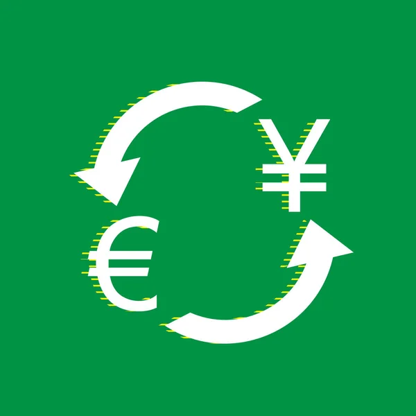 Signe Change Euro Yen Japonais Vecteur Icône Plate Blanche Avec — Image vectorielle