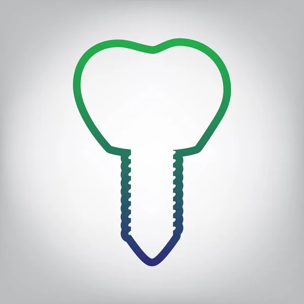 Ilustração Sinal Implante Dentário Vector Ícone Contorno Gradiente Verde Azul — Vetor de Stock