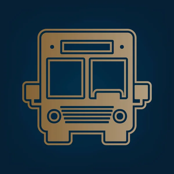 Иллюстрация Автобуса Вектор Золотая Икона Граница Темно Голубом Фоне — стоковый вектор