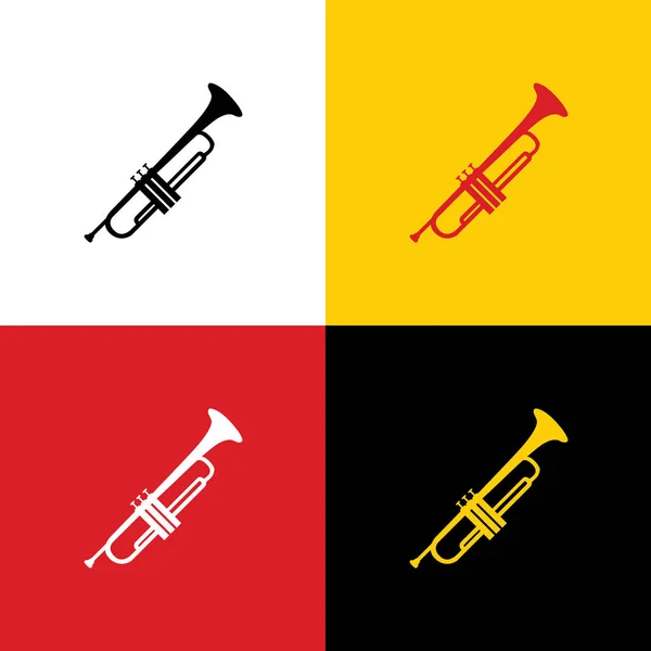Instrumento Musical Sinal Trompete Vector Ícones Bandeira Alemã Nas Cores — Vetor de Stock