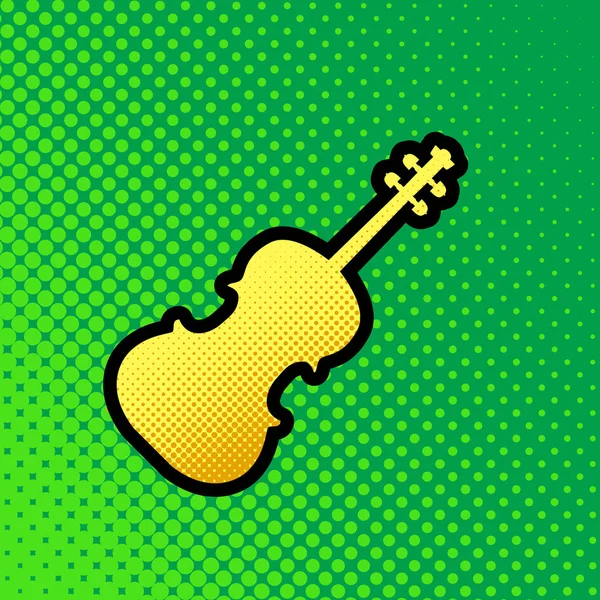 Illustrazione Segno Violino Vettore Pop Art Arancione Giallo Puntini Gradiente — Vettoriale Stock