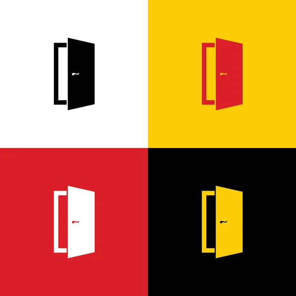 Door Sign Illustration Vector Icons German Flag Corresponding Colors Background — Stock Vector