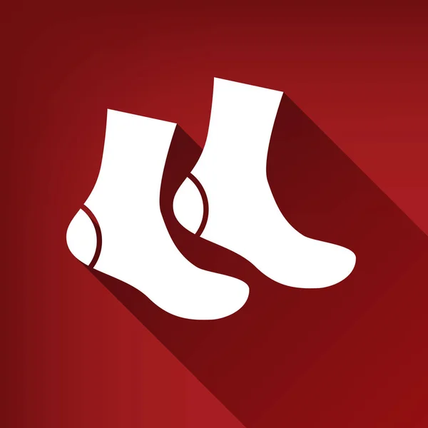 Шкарпетки Знак Вектор Біла Ікона Безмежною Тінь Рубіновому Червоному Тлі — стоковий вектор