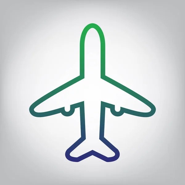 Ilustración Señal Avión Vector Icono Contorno Degradado Verde Azul Fondo — Vector de stock