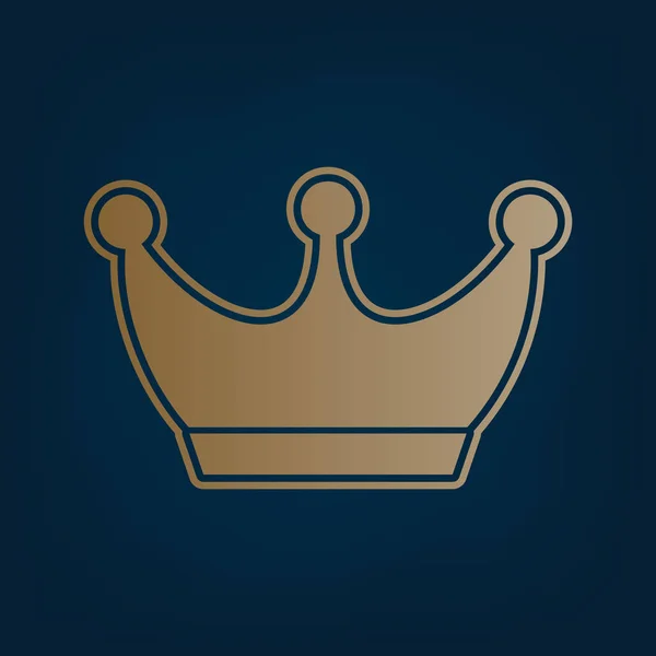 Signo Coroa Real Vector Ícone Dourado Borda Fundo Ciano Escuro —  Vetores de Stock