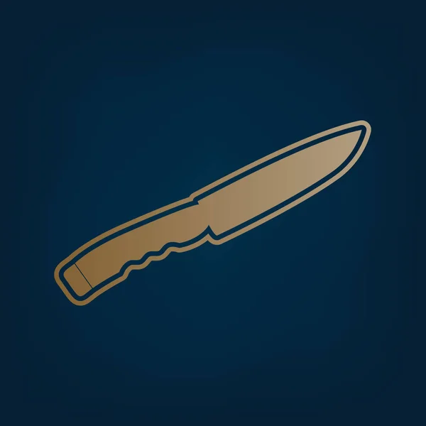 Знак Ножа Вектор Золотая Икона Граница Темно Голубом Фоне — стоковый вектор