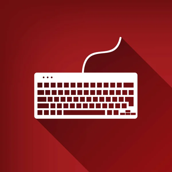 键盘简单的符号 白色图标与无限的阴影在红宝石红色背景 — 图库矢量图片