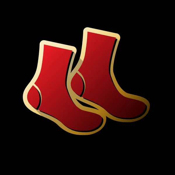 Знак Носков Вектор Красная Иконка Маленькими Черными Безграничными Тенями Золотой — стоковый вектор