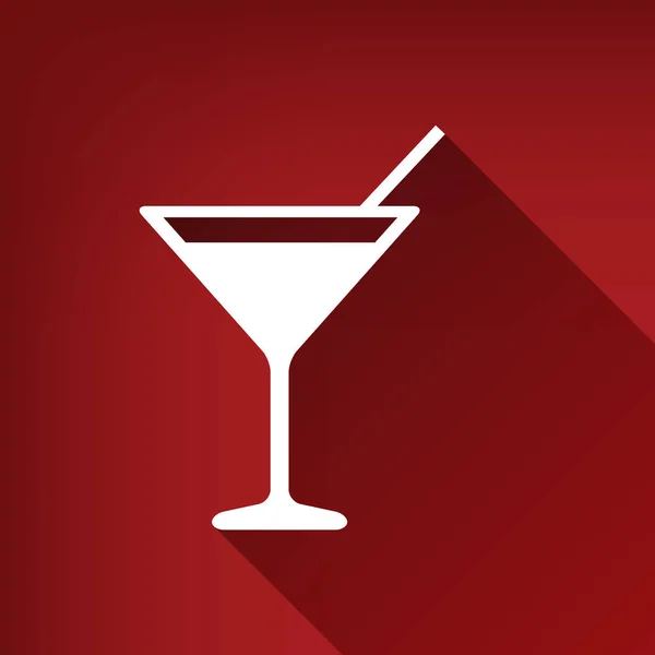 Cocktail Sinal Ilustração Vector Ícone Branco Com Sombra Ilimitada Fundo — Vetor de Stock