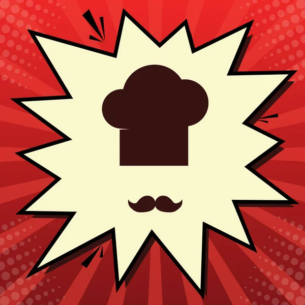 Chapeau Chef Moustache Signe Vecteur Icône Rouge Foncé Mousseline Citron — Image vectorielle