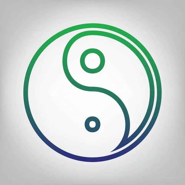Ying Yang Symbol Harmonii Równowagi Wektor Zielonego Niebieski Kontur Ikona — Wektor stockowy