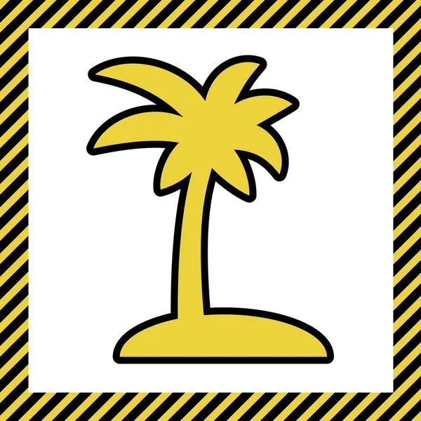 Cocos Palm Tree Teken Vector Warme Gele Pictogram Met Zwarte — Stockvector