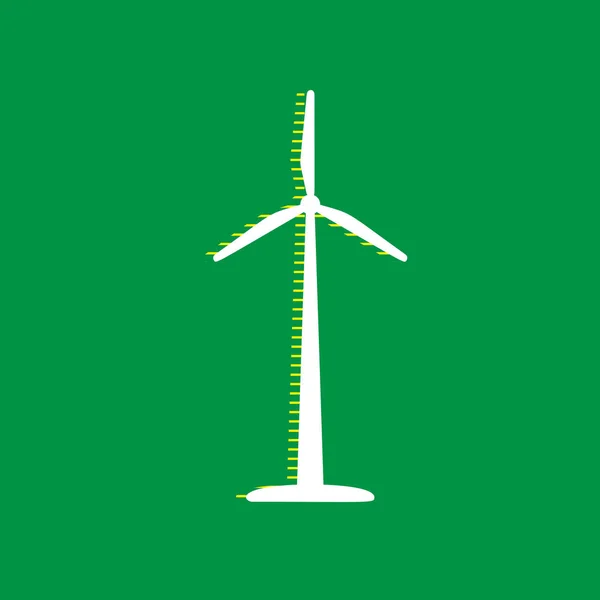 Szél Turbina Logo Vagy Megjelölés Vektor Fehér Lapos Ikon Zöld — Stock Vector