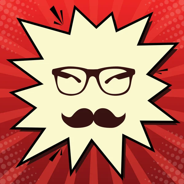 Señal Bigote Gafas Vector Icono Rojo Oscuro Burbuja Persiana Gasa — Archivo Imágenes Vectoriales