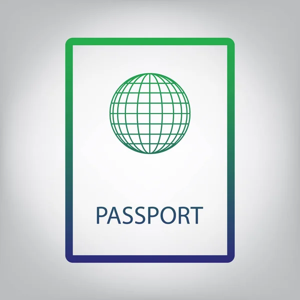 Ilustración Pasaportes Vector Icono Contorno Degradado Verde Azul Fondo Grisáceo — Vector de stock