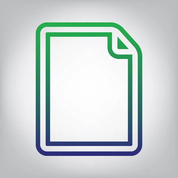 Illustration Verticale Signe Document Vecteur Icône Contour Dégradé Vert Bleu — Image vectorielle