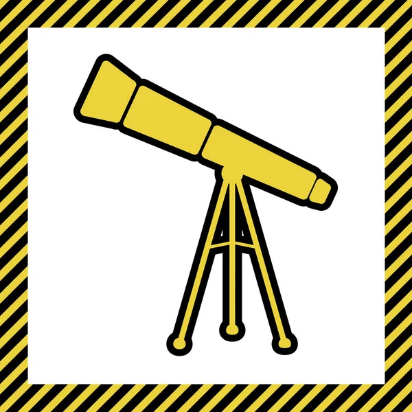 Señal Simple Del Telescopio Vector Icono Amarillo Cálido Con Contorno — Vector de stock