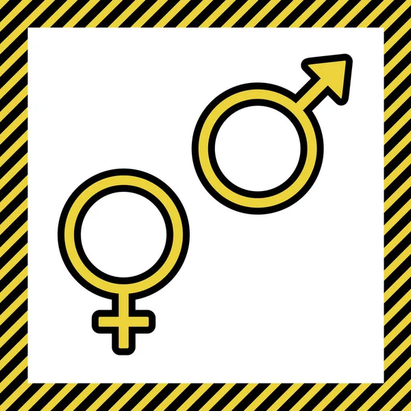 Знак Сексуального Символу Вектор Тепла Жовта Іконка Чорним Контуром Рамці — стоковий вектор