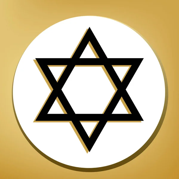 Escudo Magen David Star Símbolo Israel Vector Ícone Preto Com —  Vetores de Stock