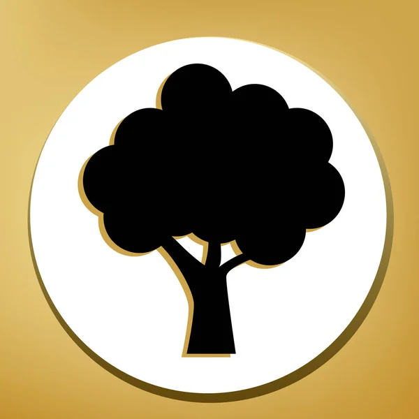 Icono Del Árbol Vector Icono Negro Con Sombra Marrón Claro — Vector de stock