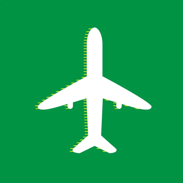 Ilustração Sinal Avião Vector Ícone Plano Branco Com Sombra Listrada —  Vetores de Stock