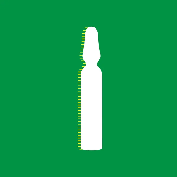 Ampoule Médicale Vecteur Icône Plate Blanche Avec Ombre Rayée Jaune — Image vectorielle