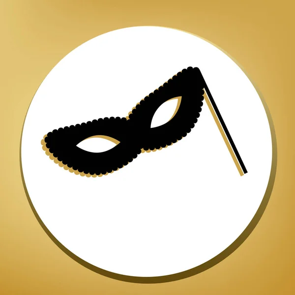 Carnaval Veneciano Tradicional Signo Máscara Decorativa Vector Icono Negro Con — Vector de stock