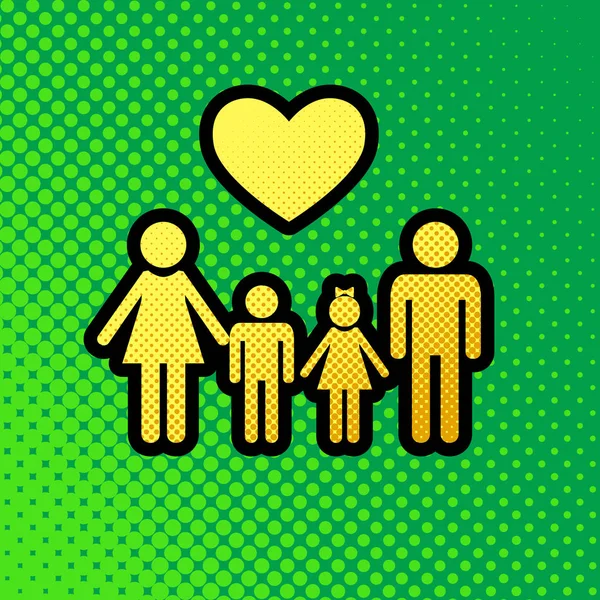 Familjen Symbol Med Hjärta Man Och Hustru Hålls Barnens Händer — Stock vektor