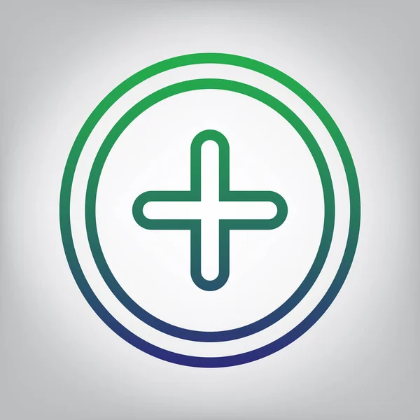 Positiv Symbol Tecken Vektor Grönt Till Blå Tonad Kontur Ikonen — Stock vektor