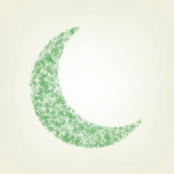 Mondzeichen Illustration Vektor Grünes Sechseck Gerastertes Symbol Und Geräuschte Deckkraft — Stockvektor