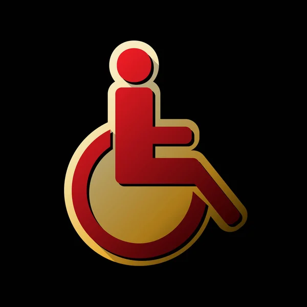 Disabled Sign Illustration Vector Red Icon Small Black Limitless Shadows — Stock Vector