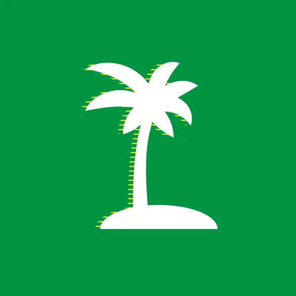 Coconut Palm Tree Znamení Vektor Bílá Plochá Ikona Žluté Pruhované — Stockový vektor