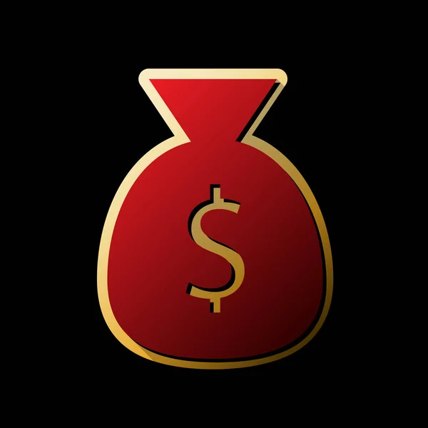 Peníze Pytle Znamení Ilustrace Vektor Červená Ikona Malým Černým Neomezené — Stockový vektor