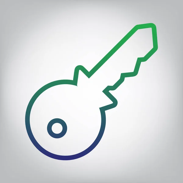 Schlüsselschild Illustration Vektor Grüne Bis Blaue Gradienten Kontursymbole Auf Grauem — Stockvektor