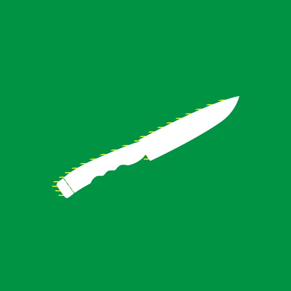 Μαχαίρι Σημάδι Διάνυσμα Λευκή Επίπεδη Εικονίδιο Κίτρινο Ριγέ Σκιά Πράσινο — Διανυσματικό Αρχείο