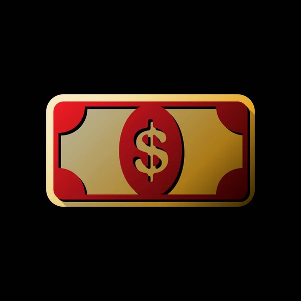 Poznámka Banka Znak Dolaru Vektor Červená Ikona Malým Černým Neomezené — Stockový vektor