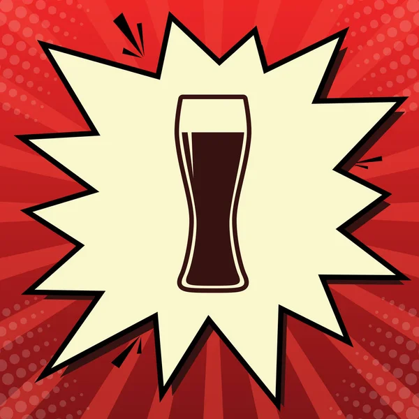ビール ガラス サイン ベクトル レモン シフォン シャッター バブル光線と赤い Popart 背景の暗い赤色のアイコン — ストックベクタ
