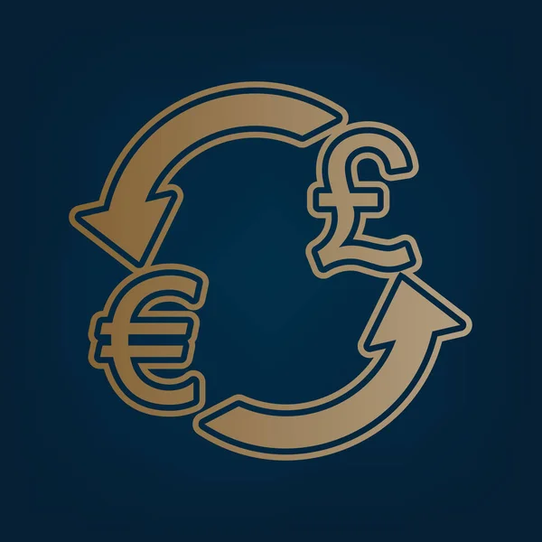 Wechselzeichen Euro Und Britisches Pfund Vektor Goldenes Symbol Und Rand — Stockvektor
