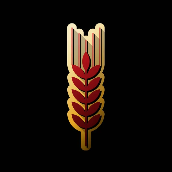 Wheat Sign Illustration Spike Spica Vector Red Icon Small Black — Stock Vector