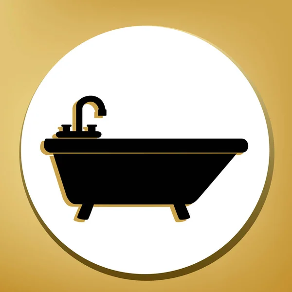 Bañera Signo Ilustración Vector Icono Negro Con Sombra Marrón Claro — Archivo Imágenes Vectoriales