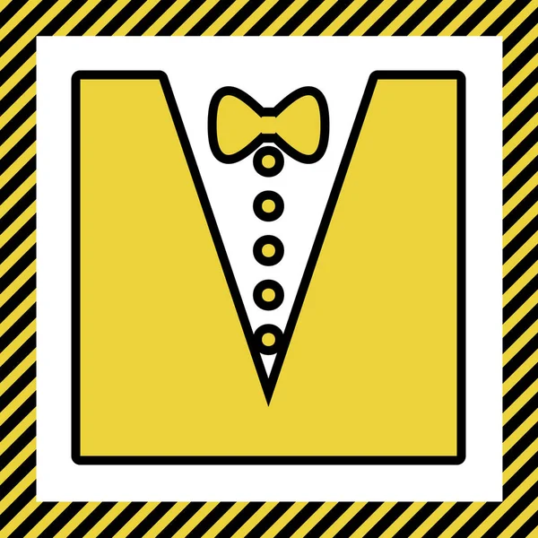 Tuxedo Avec Silhouette Arc Vecteur Icône Jaune Chaud Avec Contour — Image vectorielle