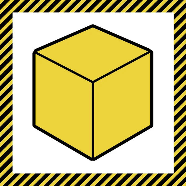 Ilustración Del Signo Del Cubo Vector Icono Amarillo Cálido Con — Vector de stock