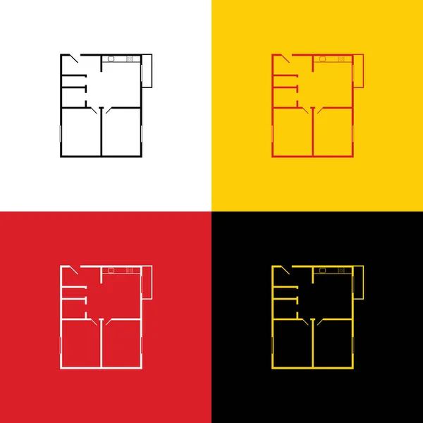 Apartment House Floor Plans Vector Icons German Flag Corresponding Colors — Stock Vector