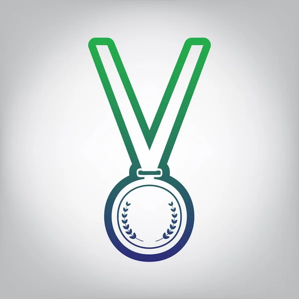 Medaille Einfaches Zeichen Vektor Grüne Bis Blaue Gradienten Kontursymbole Auf — Stockvektor