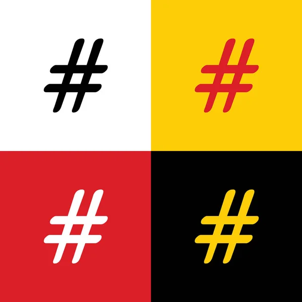 Hashtag Znak Ilustracja Wektor Ikony Niemiecki Flagi Odpowiednie Kolory Tle — Wektor stockowy