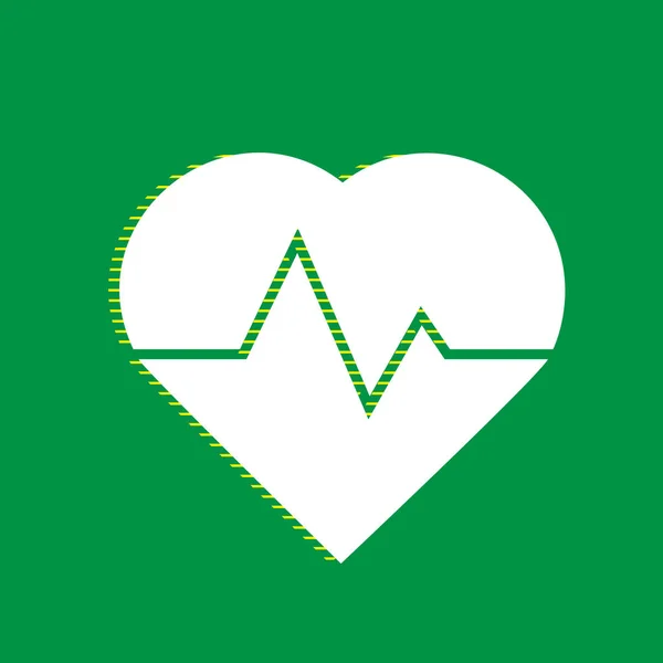 Kalp Atışı Işaret Illüstrasyon Vektör Yeşil Arka Plan Sarı Çizgili — Stok Vektör