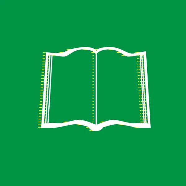 Σημάδι Βιβλίων Διάνυσμα Λευκή Επίπεδη Εικονίδιο Κίτρινο Ριγέ Σκιά Πράσινο — Διανυσματικό Αρχείο